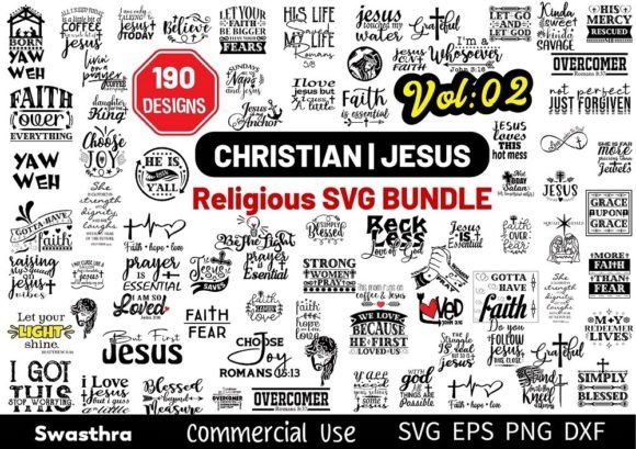 190 Christian SVG Bundle, Jesus Vector Illustrations