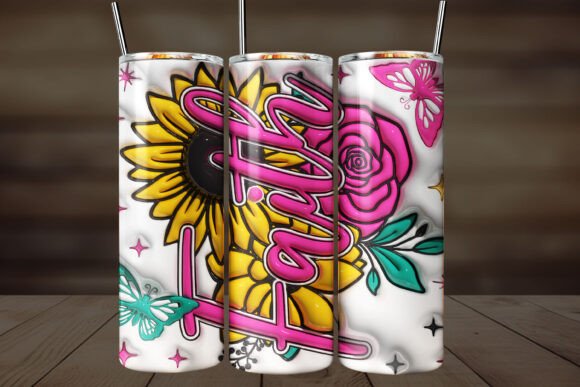 3d Inflated Jesus Wild Flower Tumbler Tumbler Wraps