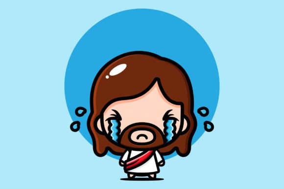 Cute Jesus Christ is Crying Illustrations
