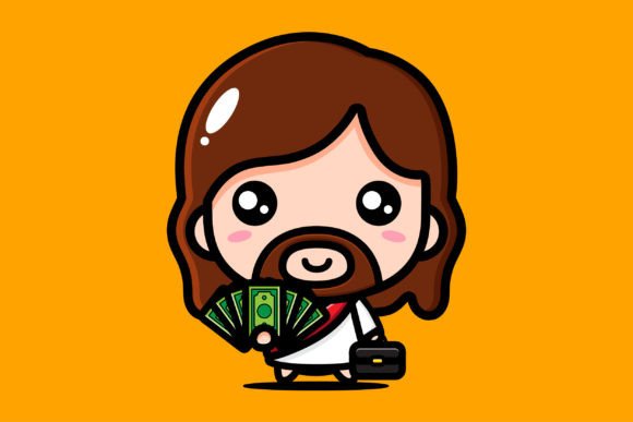 Cute Jesus Holding Money Illustrations