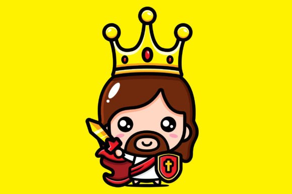 Cute Jesus Wearing a King's Crown Illustrations