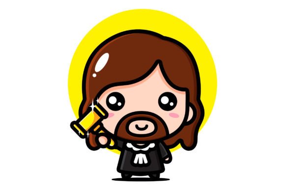 Cute Jesus Wearing Judge Clothes Illustrations