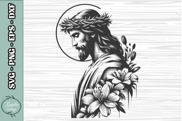 Floral Jesus SVG Clipart 06 & Crafts
