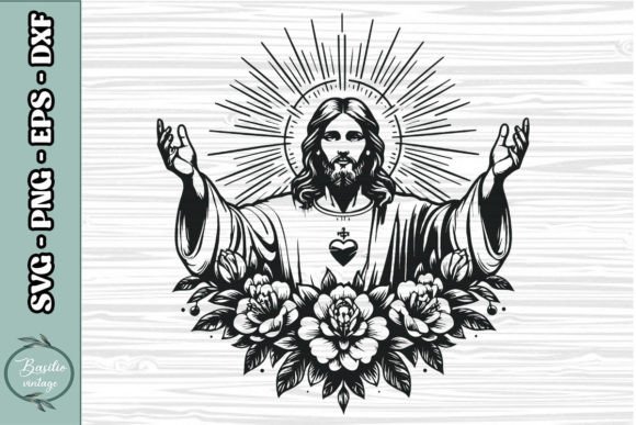 Floral Jesus SVG Clipart 19 & Crafts