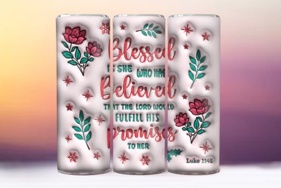 Flower Christian 3d Inflated 20oz Skinny Tumbler Wraps