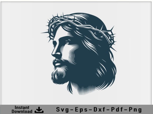 Jesus Christ Face Svg Vector Silhouette for Crafts
