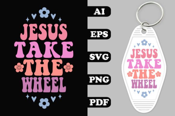 Jesus Take the Wheel Groovy Key Chain SV & Crafts