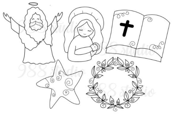 Mary Jesus Christ Religious Drawing Svg and Illustrations