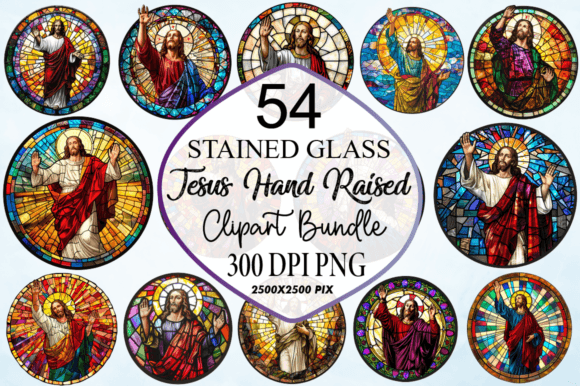 Stained Glass Jesus Hand Raised Clipart & Crafts