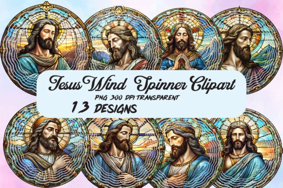 Stained Glass Jesus Sublimation Art & Illustrations