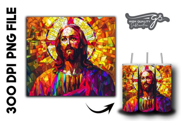 Stained Glass Jesus Tumbler Wrap 38 Backgrounds