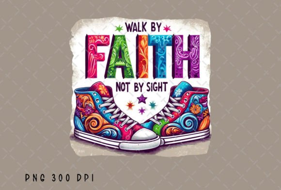 Walk by Faith Sneaker Christian Jesus Illustrations